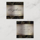 Gold Poly Pattern | Gold Metallic achtergrond Vierkante Visitekaartje (Voorkant / Achterkant)