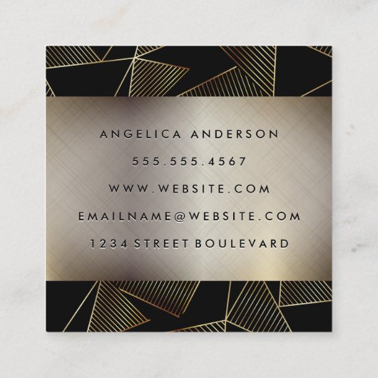 Gold Poly Pattern | Gold Metallic achtergrond Vierkante Visitekaartje (Achterkant)