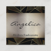 Gold Poly Pattern | Gold Metallic achtergrond Vierkante Visitekaartje (Voorkant)