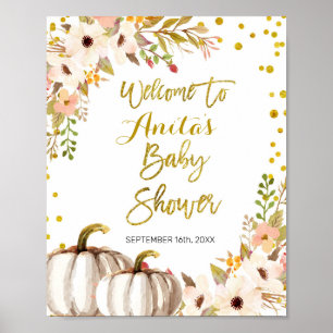Gold pomkin Waterverf Baby shower Welkomstteken Poster