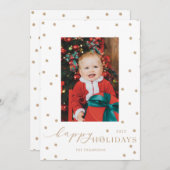 Gold Pompoms Polka Dot Photo Holiday Card Kaart (Voorkant / Achterkant)
