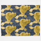 Gold Poodle Night Grey Fleece Deken (Voorkant (Horizontaal))