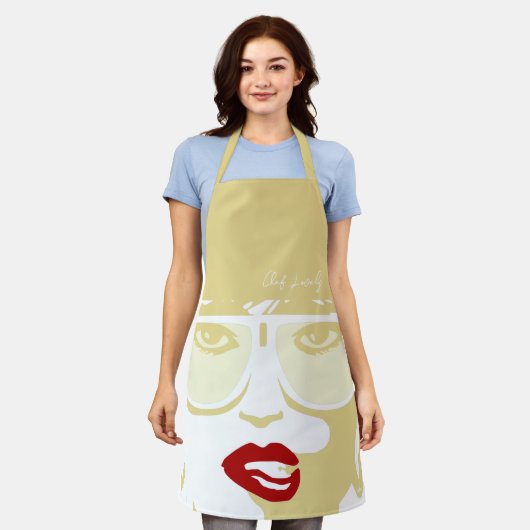 Gold Pop Art  dameszonnebrillen Rode Lippen Schort (Gedragen)