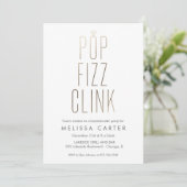 Gold Pop Fizz Clink Bachelorette Faux Folie Kaart (Staand voorkant)