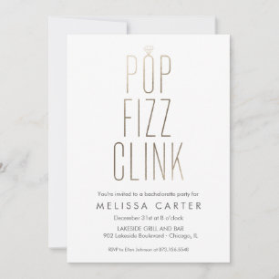 Gold Pop Fizz Clink Bachelorette Faux Folie Kaart