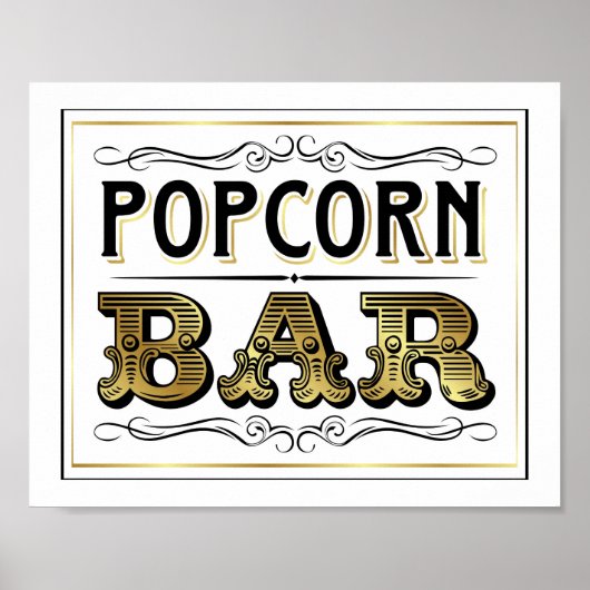  Gold POPCORN BAR-markering afdrukken Poster (Voorkant)