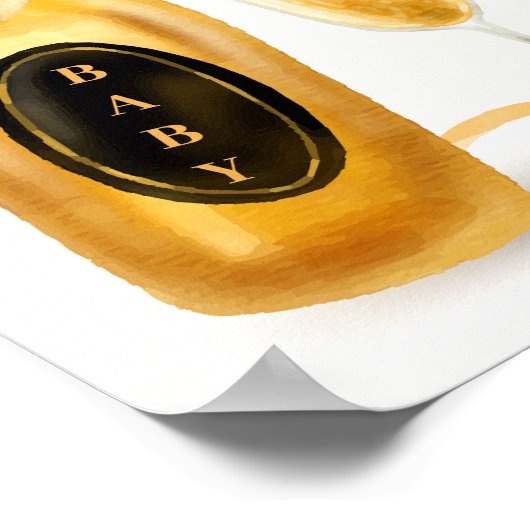 Gold Poppin Bottles Champagne Baby shower Welkom Poster (Hoek)