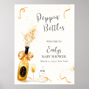 Gold Poppin Bottles Champagne Baby shower Welkom Poster