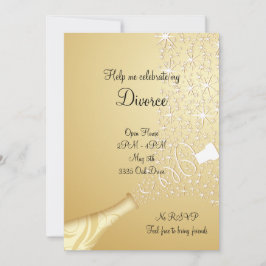 Gold Popping Champagne Divorce Invitation Kaart