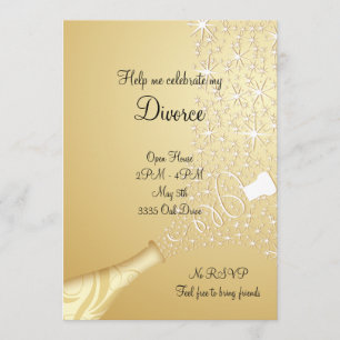 Gold Popping Champagne Divorce Invitation Kaart