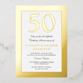 Gold Ppress Border 50th Wedding Jubileum Gold Folie Uitnodiging (Voorkant)