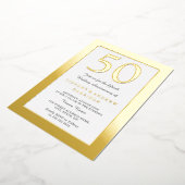 Gold Ppress Border 50th Wedding Jubileum Gold Folie Uitnodiging (Gedraaid)