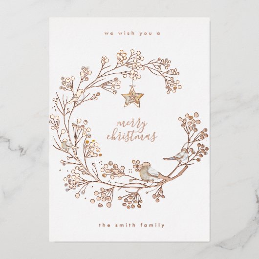 Gold Ppress Wreatry Happy Nieuwjaar met vrolijk ke Folie Feestdagenkaart (Voorkant)