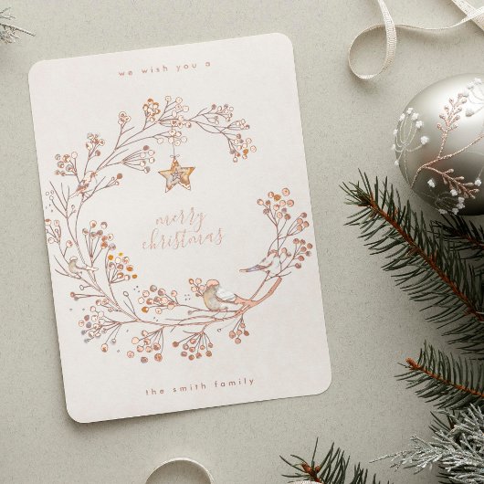 Gold Ppress Wreatry Happy Nieuwjaar met vrolijk ke Folie Feestdagenkaart