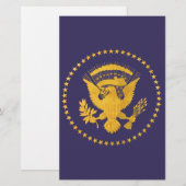 Gold Presidentiële zegel op blauwe grond Briefpapier (Voorkant / Achterkant)