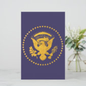 Gold Presidentiële zegel op blauwe grond Briefpapier (Staand voorkant)
