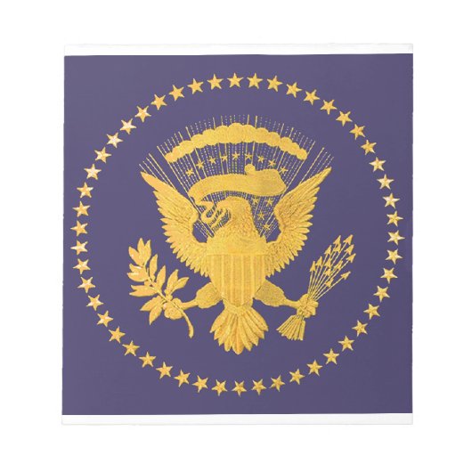 Gold Presidentiële zegel op blauwe grond Notitieblok (Voorkant)