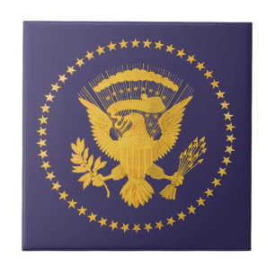 Gold Presidentiële zegel op blauwe grond Tegeltje