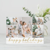 Gold Prettige feestdagen 5 Afbeeldingen van de 5-f Feestdagenkaart (Staand voorkant)