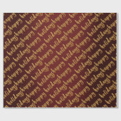 Gold Prettige feestdagen Burgundy Laurel Maroon Cadeaupapier (Vlak)