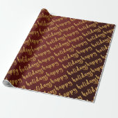 Gold Prettige feestdagen Burgundy Laurel Maroon Cadeaupapier (Uitgerold)