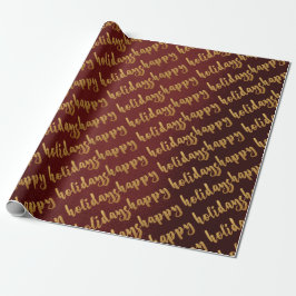 Gold Prettige feestdagen Burgundy Laurel Maroon Cadeaupapier