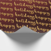 Gold Prettige feestdagen Burgundy Laurel Maroon Cadeaupapier (Hoek)