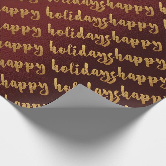 Gold Prettige feestdagen Burgundy Laurel Maroon Cadeaupapier (Hoek)