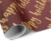 Gold Prettige feestdagen Burgundy Laurel Maroon Cadeaupapier (Rol Hoek)