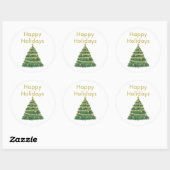 Gold Prettige feestdagen en kerstboom Ronde Sticker (Vel)