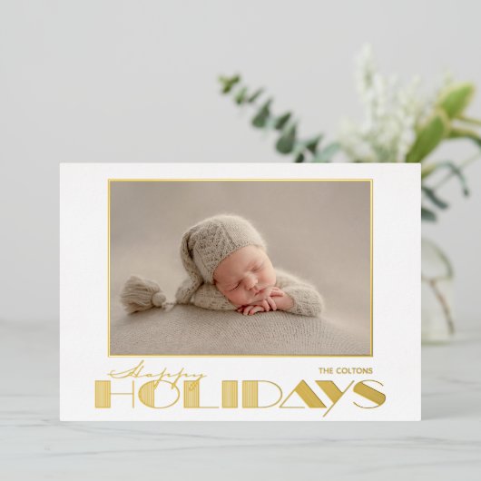 Gold Prettige feestdagen foto (Staand Voorkant)