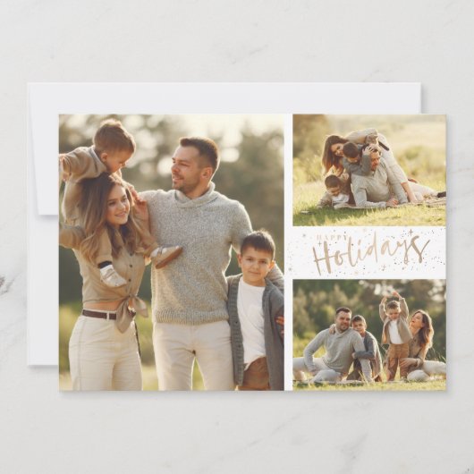 Gold Prettige feestdagen Multiple Photo Collage Feestdagenkaart (Voorkant)