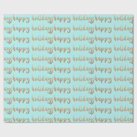 Gold Prettige feestdagen Script Pastel Mint Tiffan Cadeaupapier (Vlak)