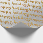 Gold Prettige feestdagen Script Silver Grey White Cadeaupapier (Hoek)