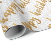 Gold Prettige feestdagen Script Silver Grey White Cadeaupapier (Rol Hoek)