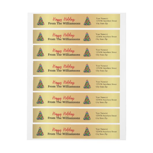 Gold Prettige feestdagen Trees Return-adres (Vel)