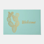 Gold Prickly Cactus Doodle-gepersonaliseerd Deurmat (Voorkant)