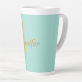 Gold Prickly Cactus Doodle-gepersonaliseerd Latte Mok (Rechterhoek)