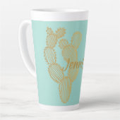 Gold Prickly Cactus Doodle-gepersonaliseerd Latte Mok (Linkerhoek)
