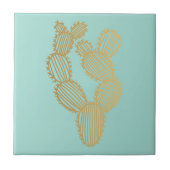 Gold Prickly Cactus Doodle Tegeltje (Voorkant)