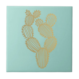 Gold Prickly Cactus Doodle Tegeltje