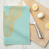 Gold Prickly Cactus Doodle Theedoek (Quarter Fold)