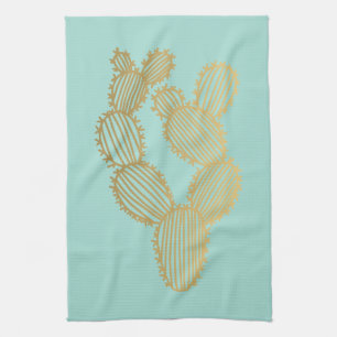 Gold Prickly Cactus Doodle Theedoek