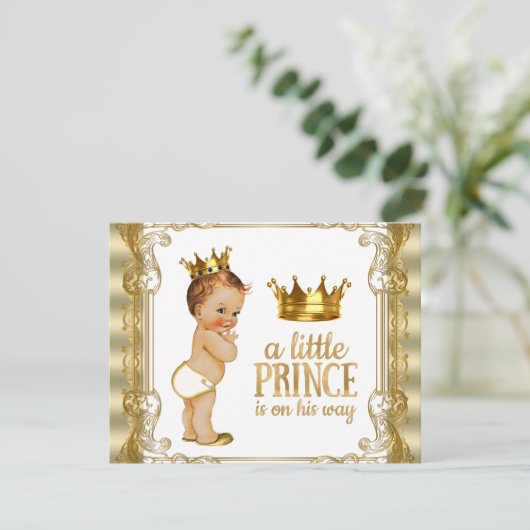 Gold Prince-Baby shower Kaart (Staand voorkant)