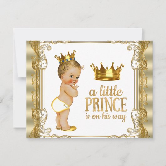 Gold Prince-Baby shower Kaart (Voorkant)