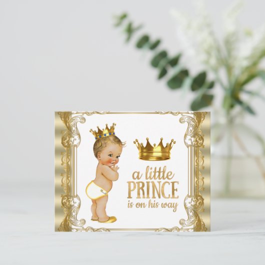 Gold Prince-Baby shower Kaart (Staand voorkant)