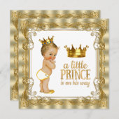 Gold Prince-Baby shower Kaart (Voorkant / Achterkant)