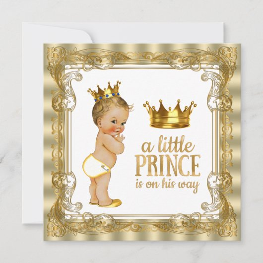 Gold Prince-Baby shower Kaart (Voorkant)