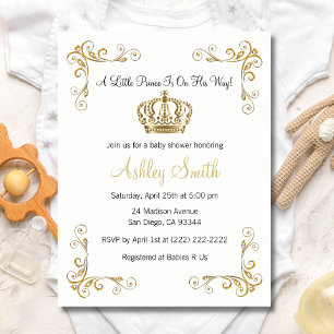 Gold Prince Baby shower Uitnodiging - Gepersonalis