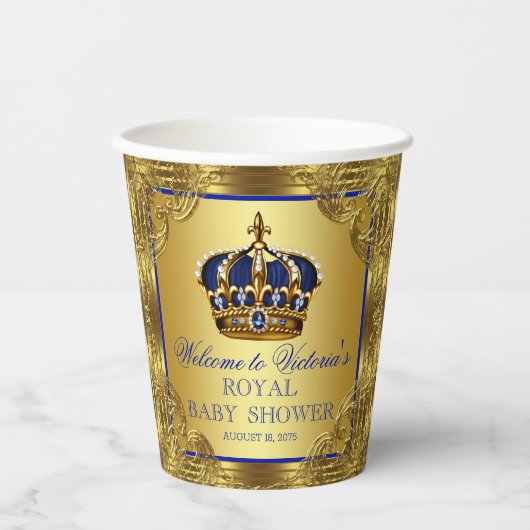 Gold Prince Crown Baby shower papieren bekers (Voorkant)